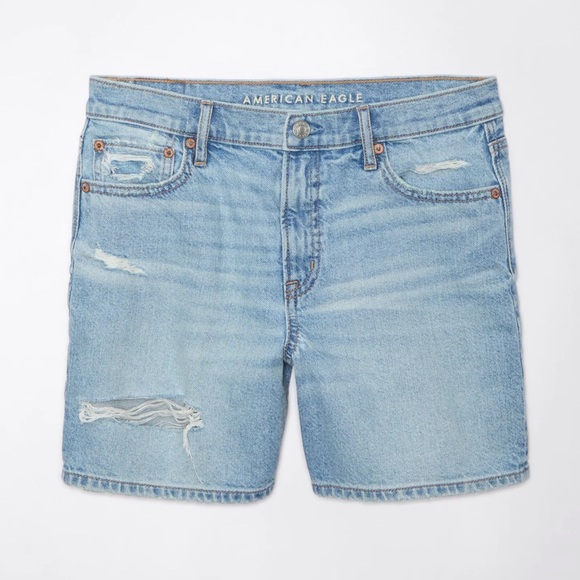 AE 6" Strigid Super High-Waisted Relaxed Ripped Denim Short American Eagle - Picture 4 of 5